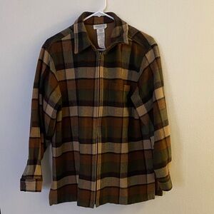 Jones New York Sport Plaid Zip Jacket with Leather Elbow Patches